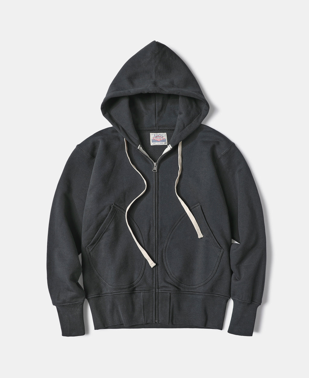 V CUT ZIP-UP HOODIE IN WHITE TERRY