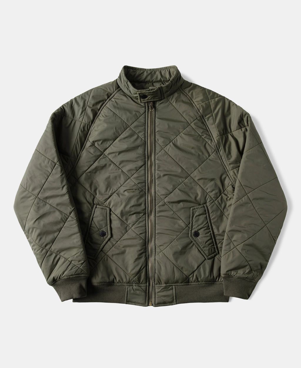 Cream Wave Quilted Stand-Collar Jacket