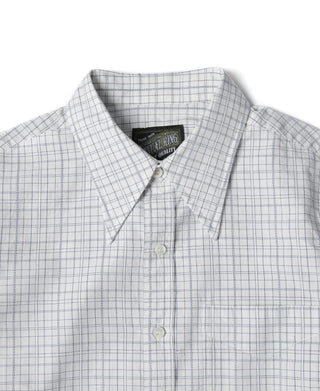 1930s Dobby Grid Check Spearpoint Collar Dress Shirt