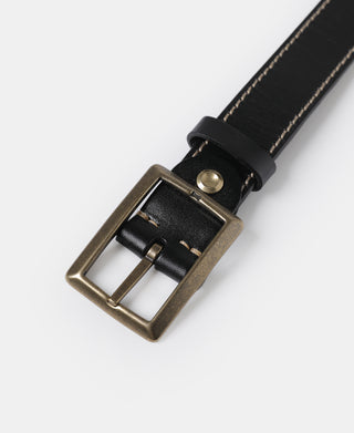 Brass-Tipped Reversible Leather Belt - Black / Reddish Brown