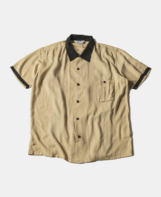 Loose Embroidery Bowling Shirt - Yellow