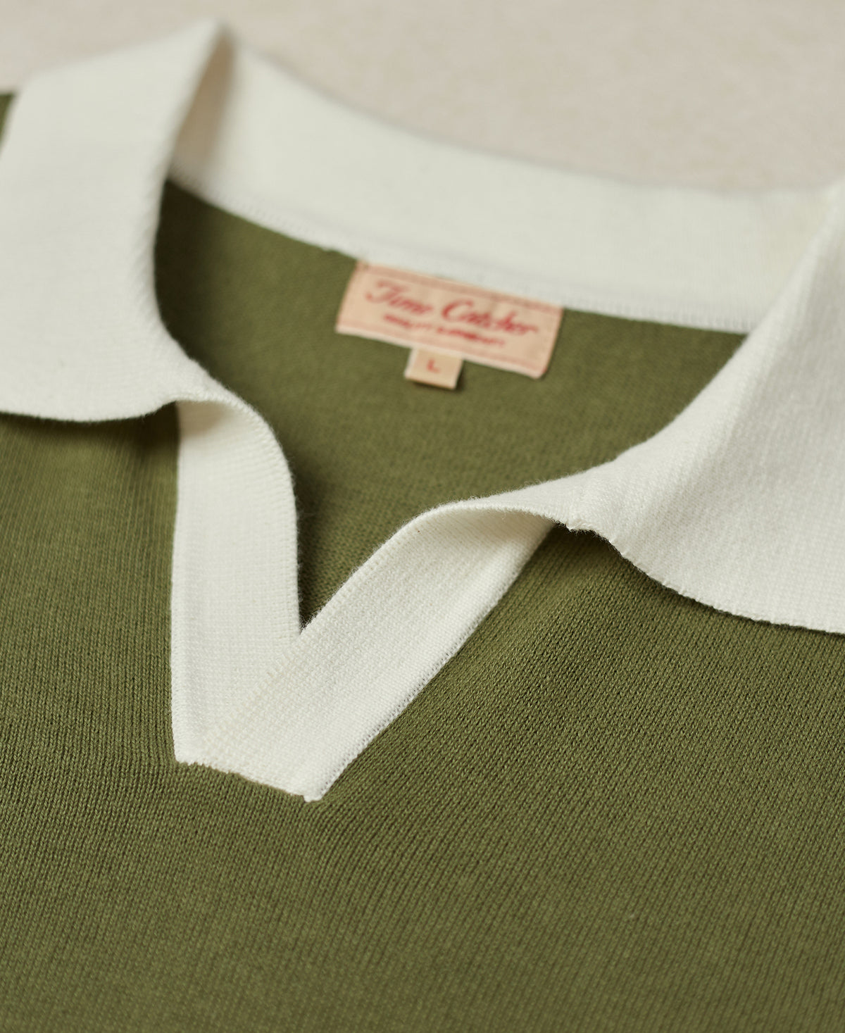 Two-Tone Johnny Collar Cotton Polo Shirt - White/Green