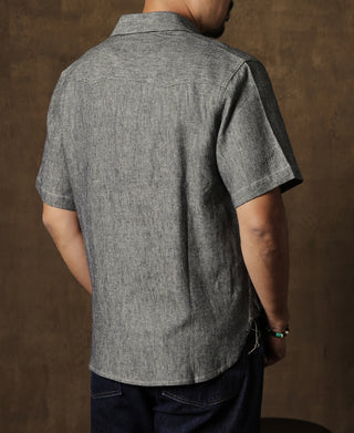 Herringbone Linen-Blend Short Sleeve Workshirt