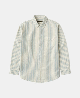 1940s Jacquard Stripe Work Shirt - White