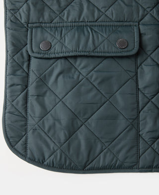 Corduroy Trimmed Diamond Quilted Field Vest – Dark Green