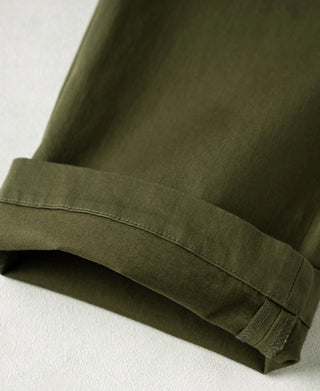 Cotton-Blend Slim Tapered Trousers - Olive