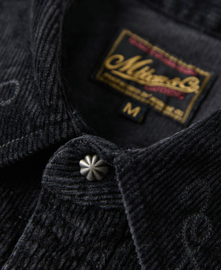 Bolero Embroidered Corduroy Western Shirt - Black