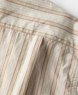 컬러 스트라이프 밴드 칼라 셔츠 - 살구색 