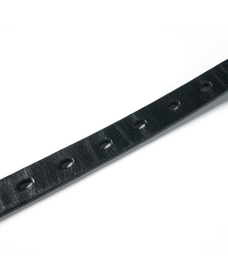 Silver Plated Brass Buckle Cowhide Belt - Black