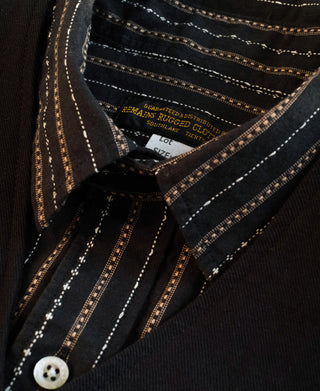 1940s Jacquard Stripe Work Shirt - Black