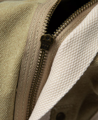 Ykk zip view of Cotton Canvas Crossbody Messenger Bag
