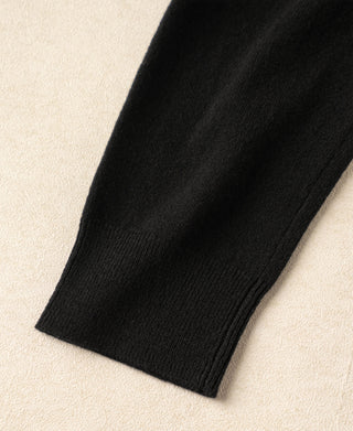 Black sweater sleeve cuff and ribbed knit hem