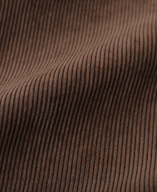 Gerade geschnittene, doppelt plissierte Baumwoll-Cord-Hose – Braun
