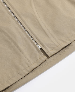 1950s Zip Up Campus Sport Jacket - Khaki