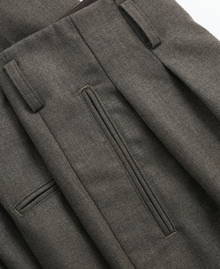 Hollywood Waisted Wool Blend Trousers - Brown