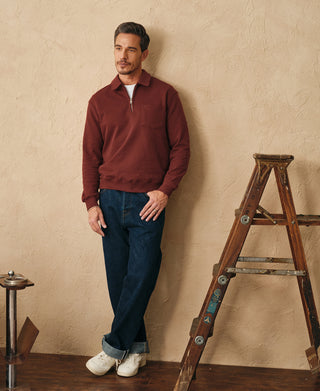 Heavyweight Quarter-Zip Collar Sweatshirt - Dark Red