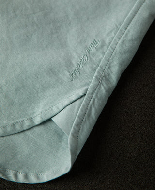 hem detail of Green Button Down Oxford Shirt