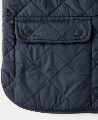 Corduroy Trimmed Diamond Quilted Field Vest – Navy