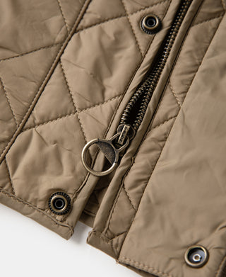 Corduroy Trimmed Diamond Quilted Field Vest – Khaki