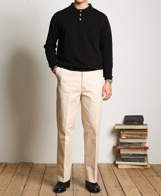 Lot 910L Long Sleeve Knitted Polo Shirt - Black