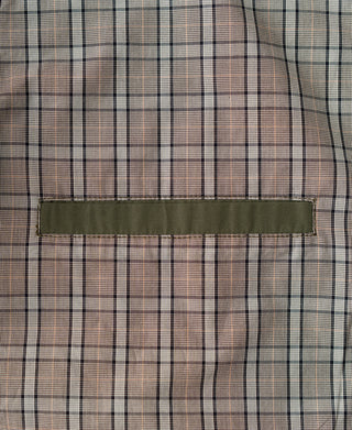 Olive jacket inner waistband band with stitched edge