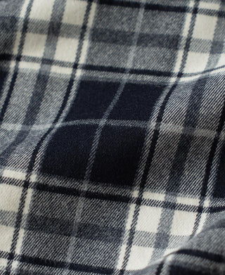 Blue plaid check work shirt with dark and light stripes