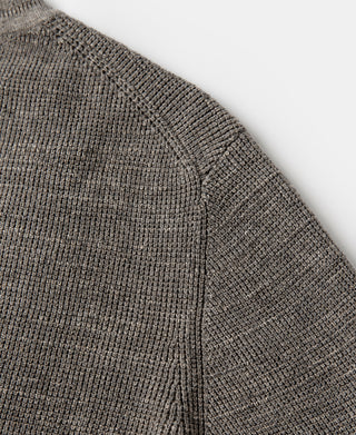 Textured Melange Knit Henley Shirt - Taupe