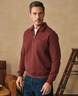 Heavyweight Quarter-Zip Collar Sweatshirt - Dark Red