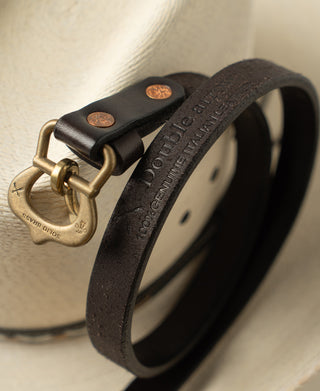 Brass Buckle Cowhide Belt - Brown