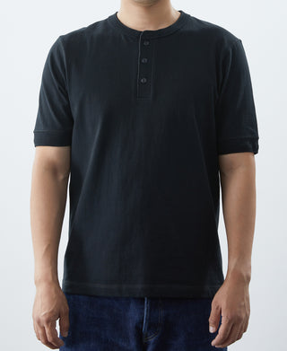 9.3 oz Cotton Tubular Henley T-Shirt - Black
