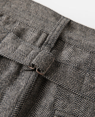 Wool Blend Herringbone Work Trousers - Light Brown