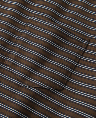 pocket detail of Heavyweight Cotton Striped Pocket T-Shirt - Coffee