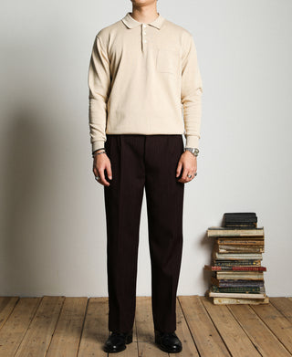 Lot 910L Long Sleeve Knitted Polo Shirt - Apricot