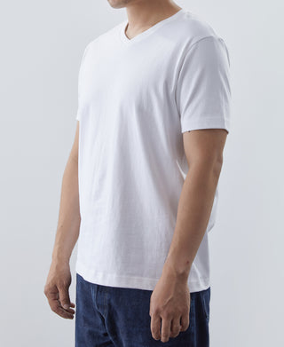 7,2 Unzen Baumwoll-Schlauchshirt mit V-Ausschnitt – Weiß