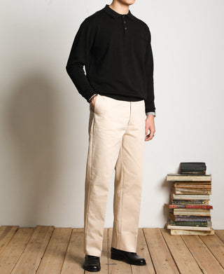 Lot 910L Long Sleeve Knitted Polo Shirt - Black