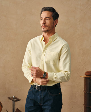 lifestyle shot of Yellow Button Down Oxford Shirt
