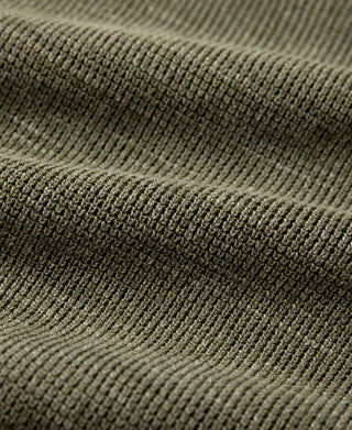 Textured Melange Knit Henley Shirt - Olive