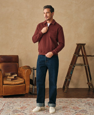 Heavyweight Quarter-Zip Collar Sweatshirt - Dark Red