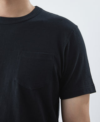 7.4 oz Slub Cotton Loopwheel Tubular Pocket T-Shirt - Black