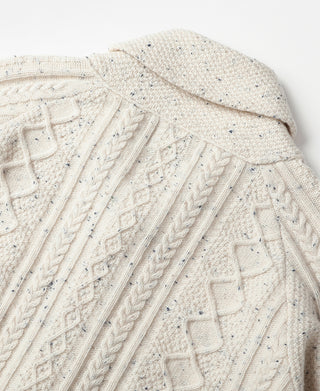 Diamond Cable Knit Shawl Collar Cardigan