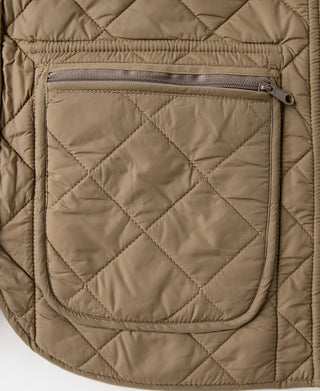 Corduroy Trimmed Diamond Quilted Field Vest – Khaki
