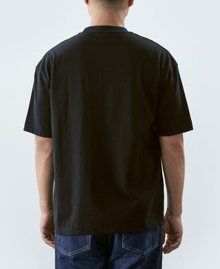 9.3온스 코튼 오버사이즈 튜블러 포켓 티셔츠 - 블랙