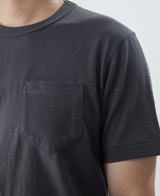 7.4 oz Slub Cotton Loopwheel Tubular Pocket T-Shirt - Dark Gray