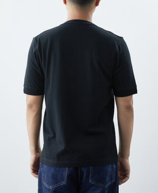 9.3 oz Cotton Tubular Henley T-Shirt - Black