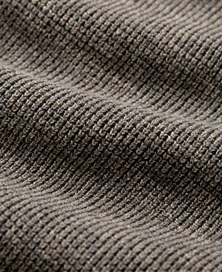 Textured Melange Knit Henley Shirt - Taupe