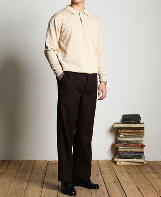 Lot 910L Long Sleeve Knitted Polo Shirt - Apricot