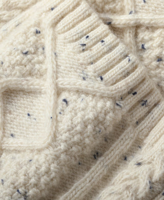 Diamond Cable Knit Shawl Collar Cardigan