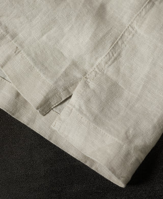 1950s Italian Collar Long-Sleeve Linen Shirt - Apricot