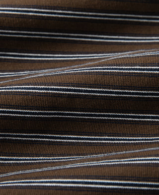 fabric texture of Heavyweight Cotton Striped Pocket T-Shirt - Coffee