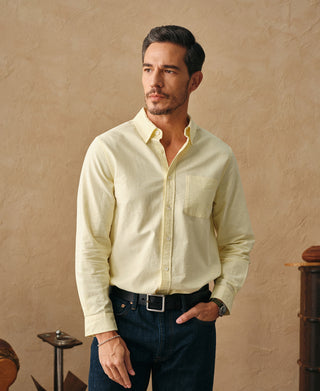 lifestyle shot of Yellow Button Down Oxford Shirt